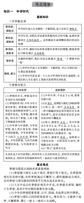 中考道德与法治总复习专题知识要点pdf文件